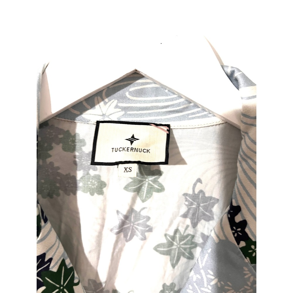 TUCKERNUCK Provence Breeze Sleeveless Royal Floral Leaf Button Shirt Dress XS - Picture 7 of 9
